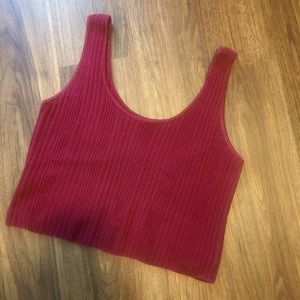 Burgundy wine ribbed sweater tank crop top